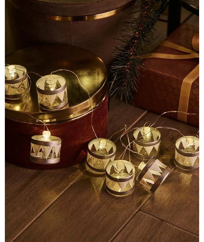 SIRIUS LED dekorativní řetěz, stříbrné bubínky, 1,5m