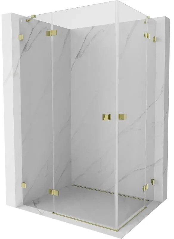 Mexen Lunar Duo, výklopný sprchový kút 110 x 90 cm, 8mm číre sklo, zlatý profil, 834-110L-090P-50-00