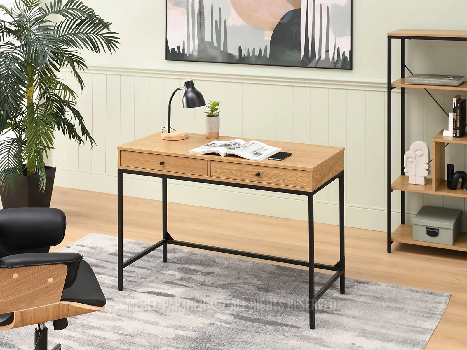 PC stolík Kaplan (dub + čierna). Akcia -31%. Vlastná spoľahlivá doprava až k Vám domov. 1109770