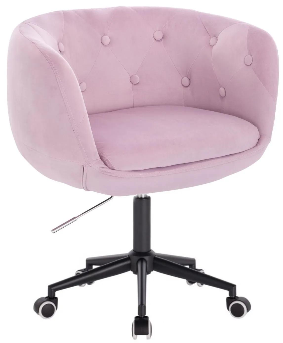 LuxuryForm DESIGN Kreslo MONTANA VELUR na čiernej podstave s kolieskami - levanduľa