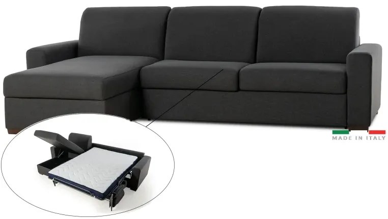 Rohová sedacia súprava na každodenné spanie ONE s rozkladom, ľavá, 140, tm. šedá (jazz 22 graphite)