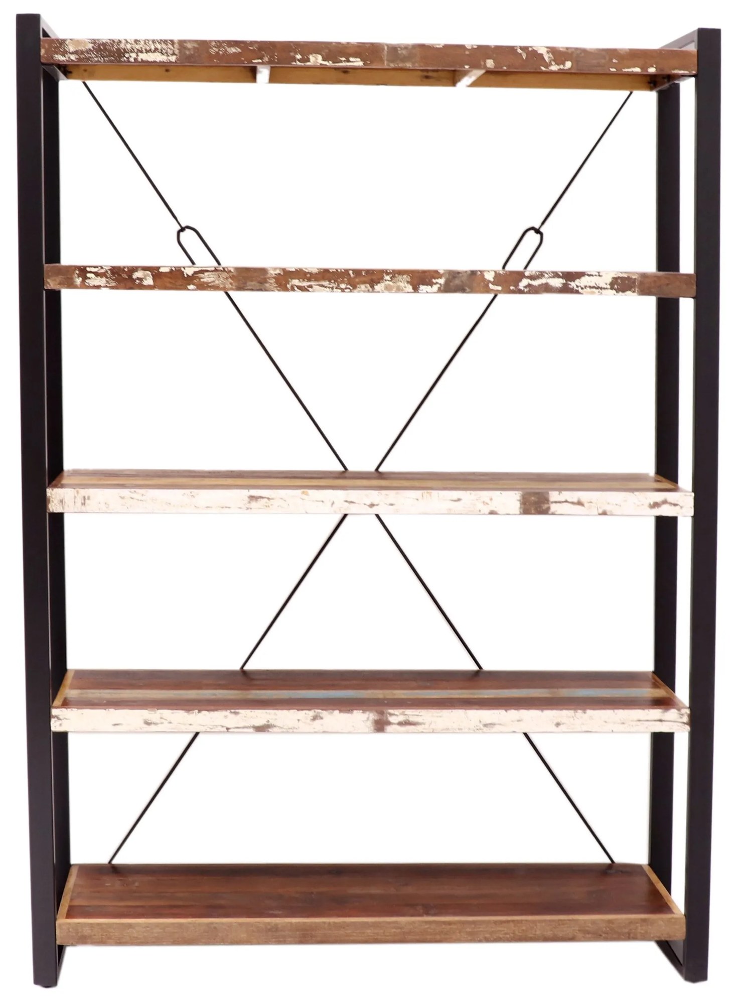 furniture-nabytek.cz - Police na knihy 160x200x35 z kovu a dreva mango