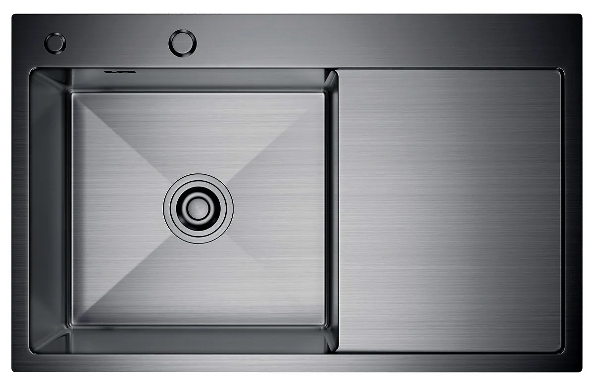 Erga HD, 1-komorový oceľový drez 780x490x210 mm, ľavý, grafitová, ERG-MLS-HD7849LB