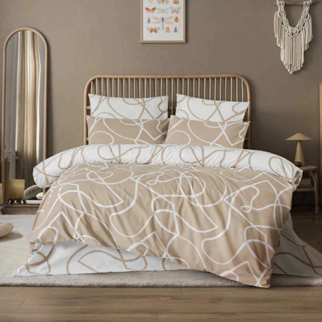 Obliečky bavlnené Merlot hnedé 200x140cm+90x70cm TiaHome