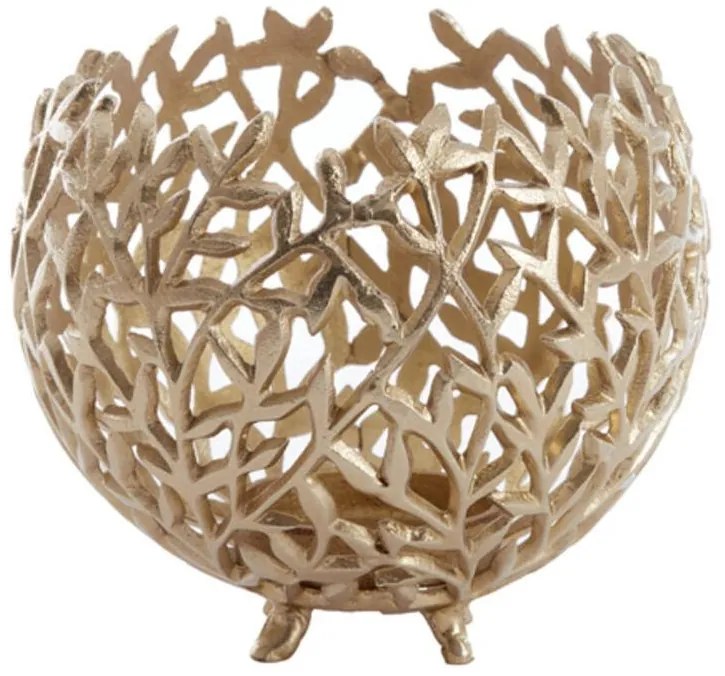 Zlatý antik kovový dierovaný svietnik Famari L - Ø 20*17 cm