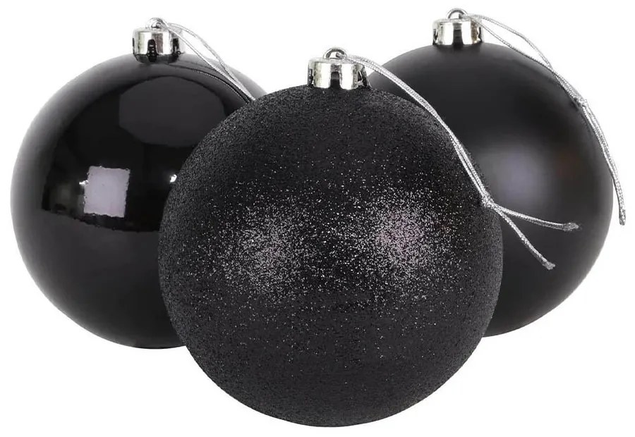 Sada 112 ks ozdôb na vianočný stromček, čierna