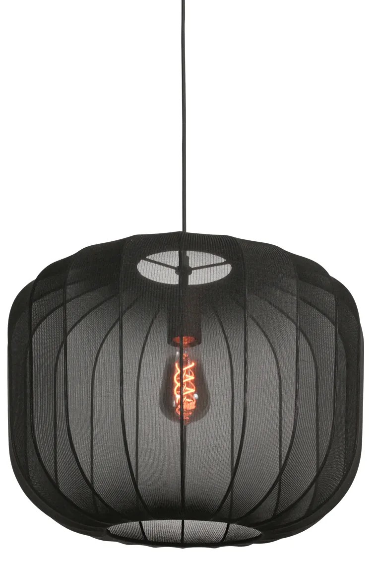 Japandi závesné svietidlo čierne s látkovým tienidlom 45 cm - Sable