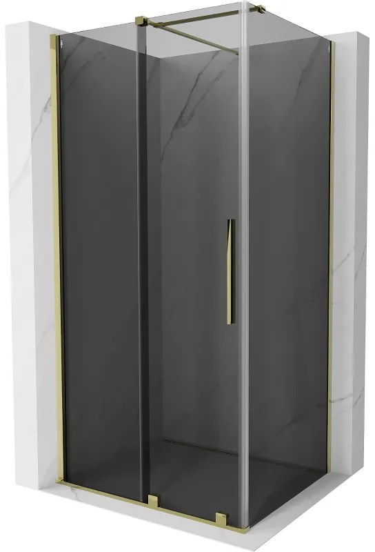 Mexen Velar, sprchový kút s posuvnými dverami 130 x 85 cm, 8mm šedé sklo, zlatá lesklá, 871-130-085-41-50