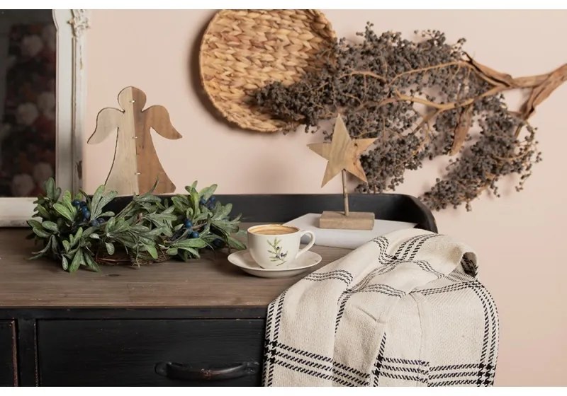 Hnedá antik drevená dekorácia Anjel na podstavci - 18*8*30 cm