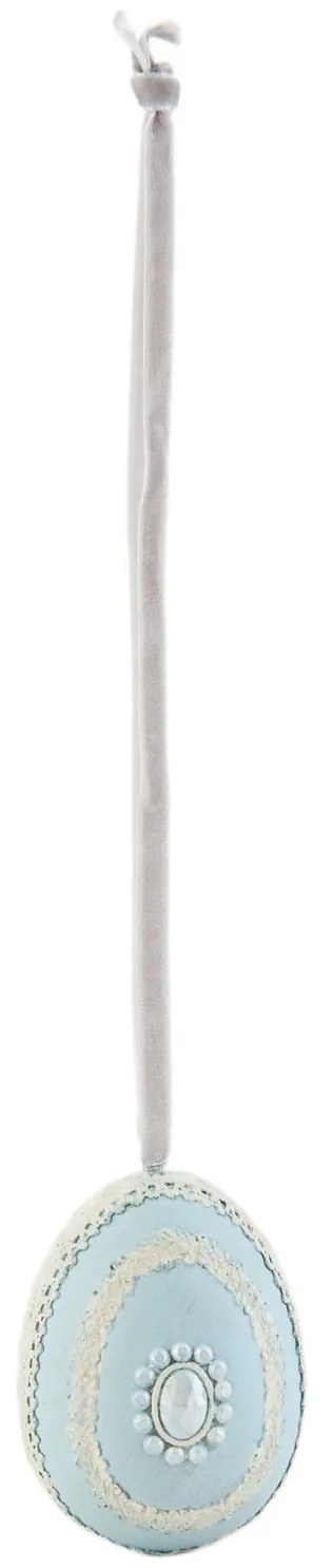 Dekorácia vajcia modré s čipkou - Ø 6 * 8 cm