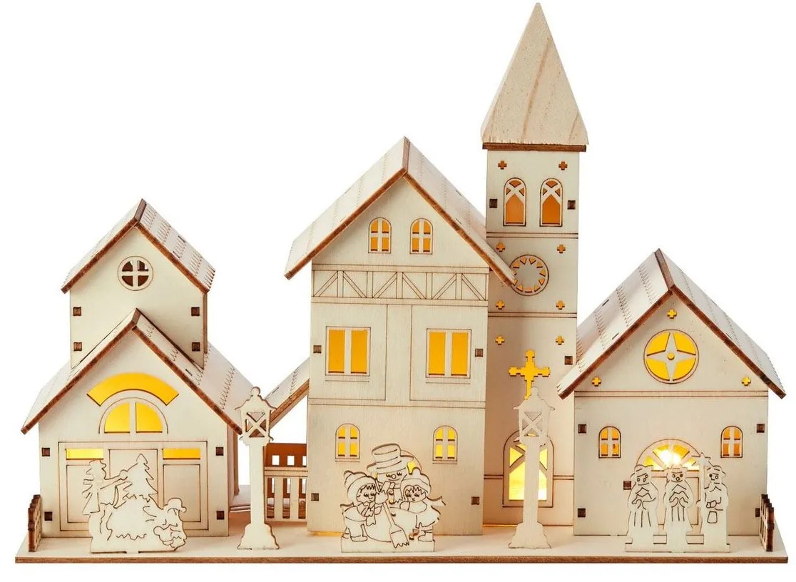 LED svetelná dekorácia VILLAGE, napájanie: batériové, teplá biela, výška: 15 cm