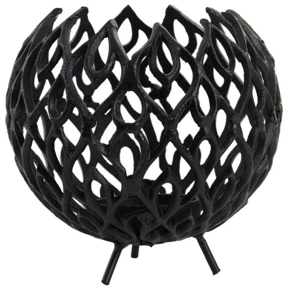 Čierny antik kovový dierovaný svietnik Siam L - Ø 20*18 cm
