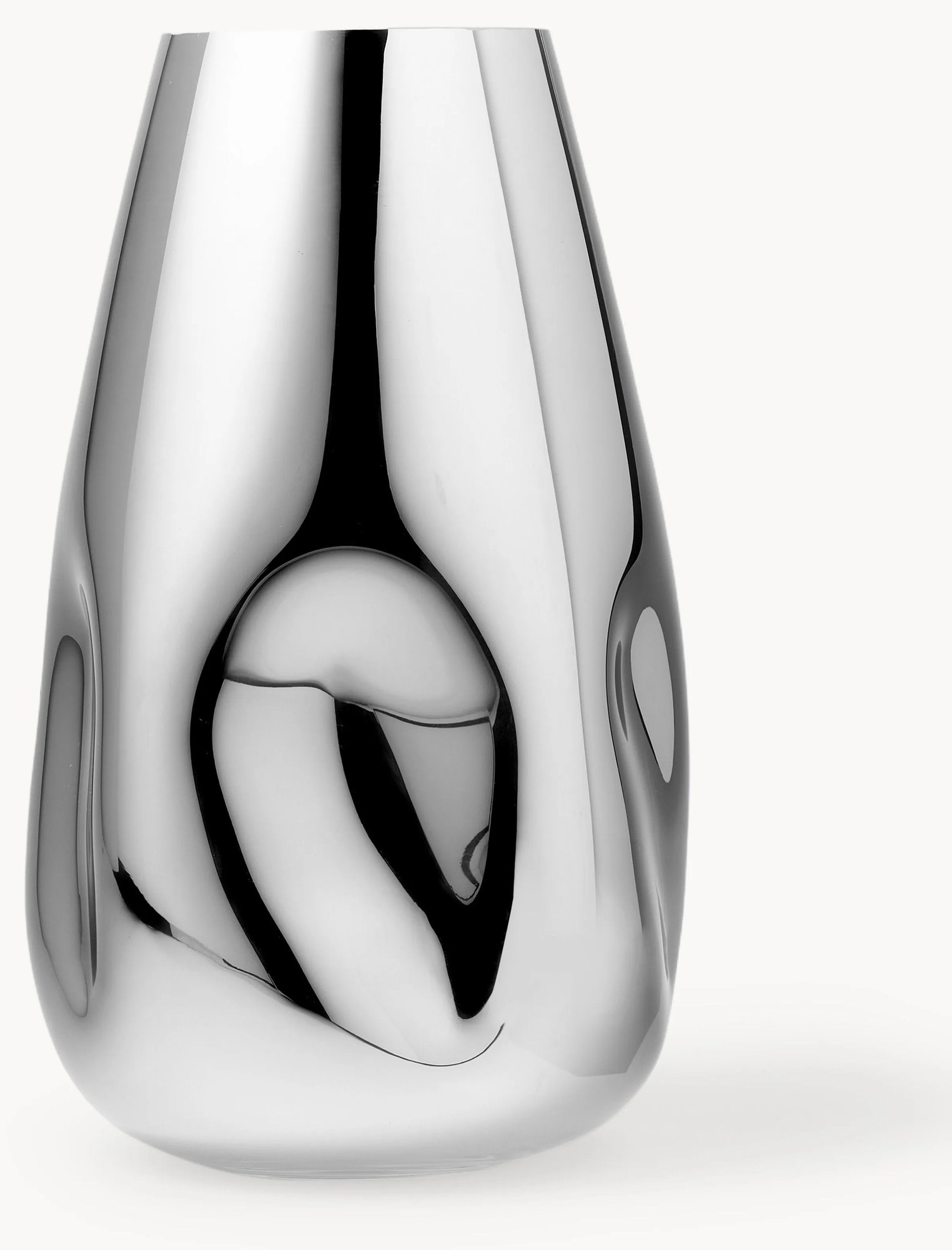 Veľká ručne fúkaná sklenená váza Mirror, V 35 cm