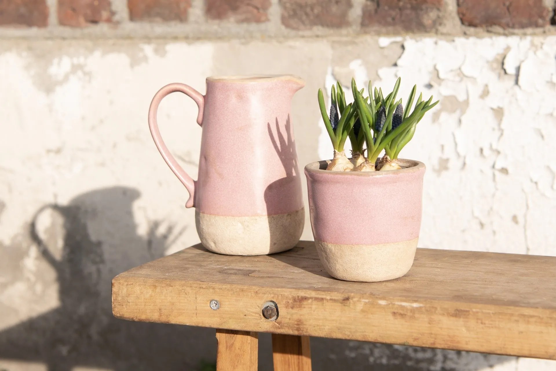 Ružovo-béžový keramický obal na kvetináč Pinae XS - Ø 11*10 cm