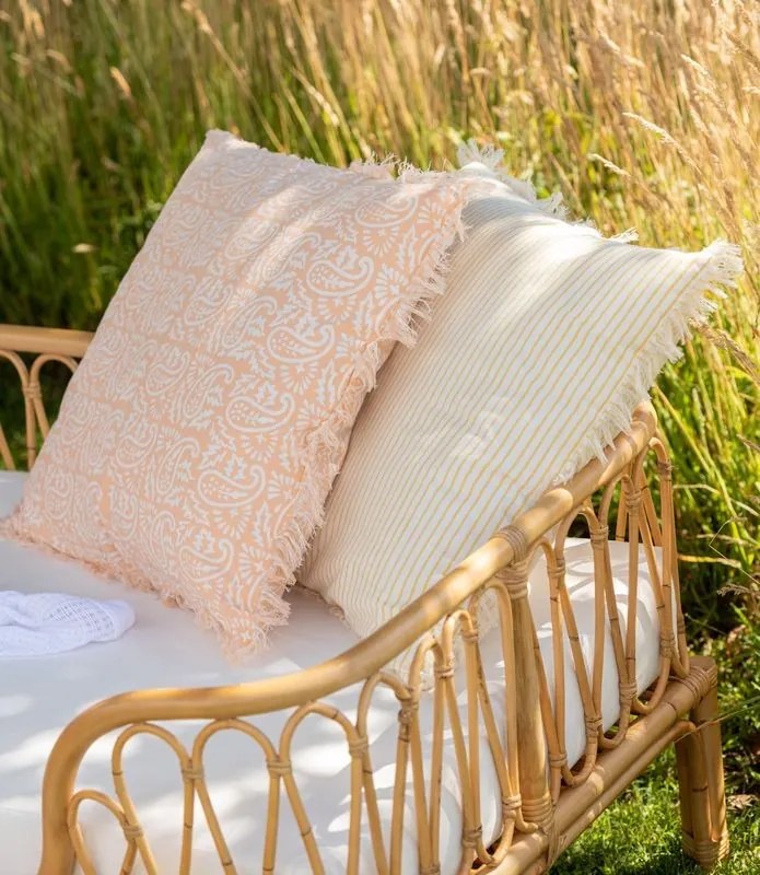 4ks lososový bavlnený vankúš so strapcami Indi Zalm - 56*56*2,5cm