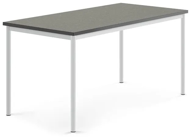 Stôl SONITUS, 1600x800x760 mm, linoleum - tmavošedá, biela