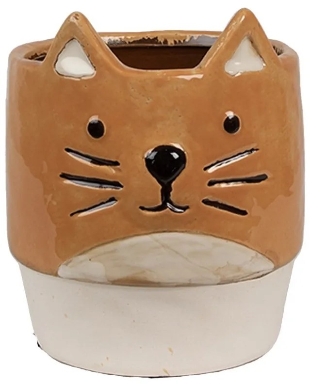 Keramický kvetináč v tvare mačky Cat - Ø 11*13 cm