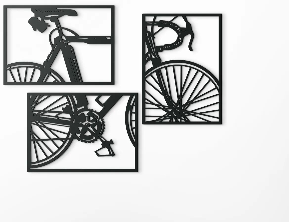 drevko Viacdielny obraz Bicykel Rozmer obrazu: 44,5 x 58 cm, Farba dekorácie: Čierna