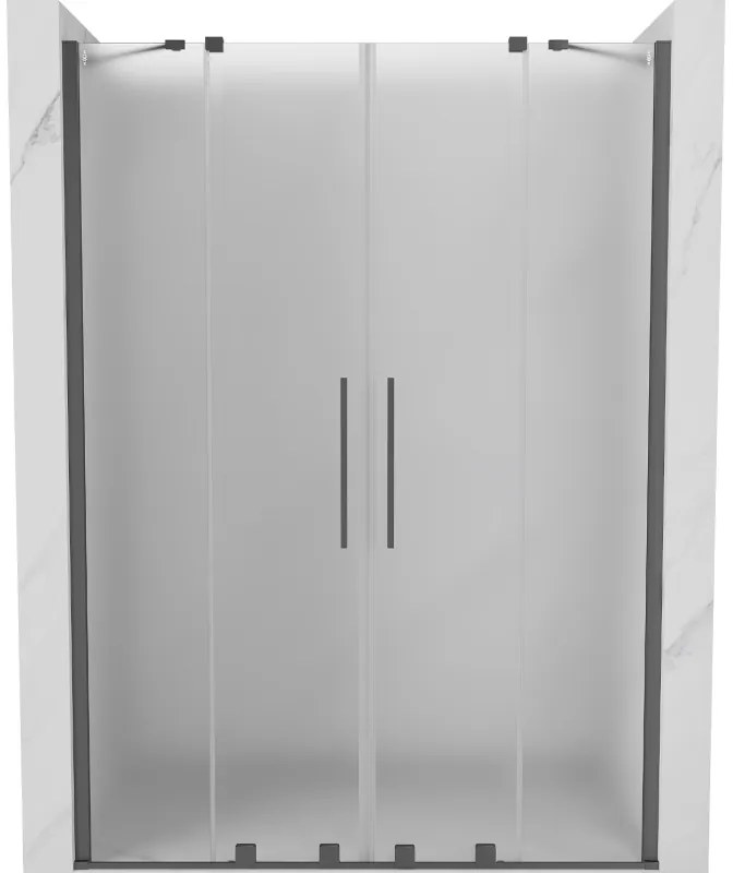 Mexen Velar Duo, posuvné sprchové dvere do otvoru 140 cm, 8mm sklo námraza, brúsený grafit, 871-140-000-32-95