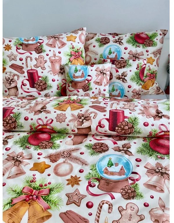 INTERMEDIC SK Vianočná posteľná obliečka Svieca béžová 140x200/70x90 cm