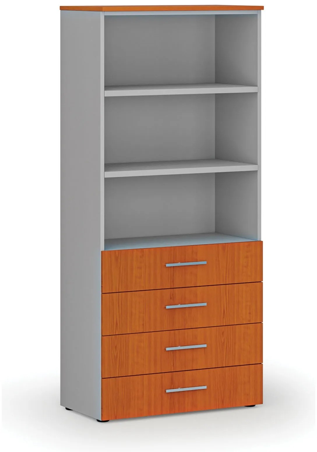 Kancelárska skriňa so zásuvkami PRIMO GRAY, 800 x 420 x 1781 mm, sivá/čerešňa