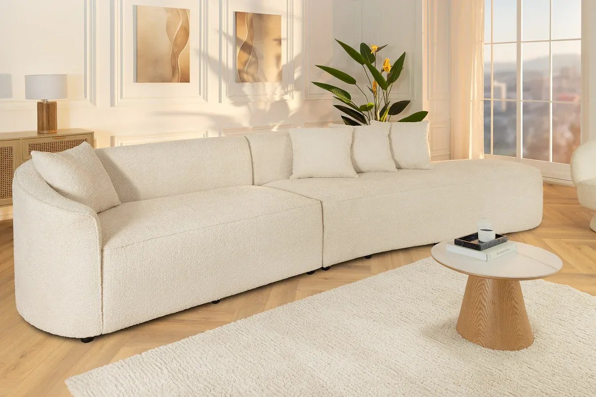 Pohovka ATELIER L 340 cm XXL bouclé béžová