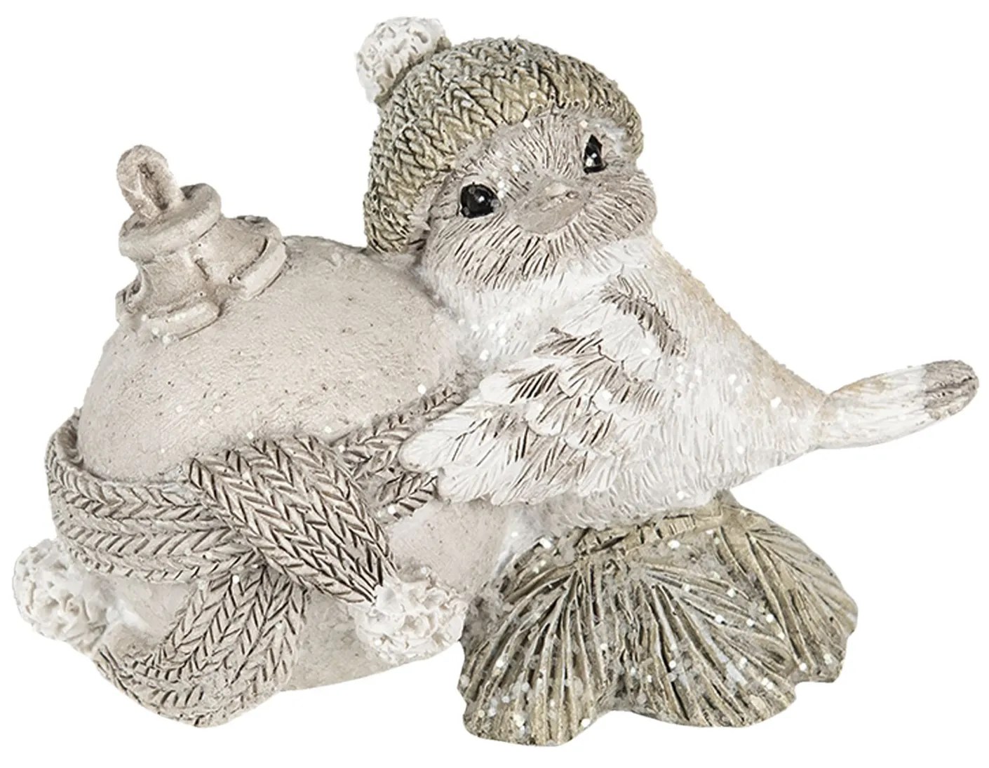 Vianočné dekoratívne soška vtáčika s vianočné guľou - 9 * 6 * 6 cm