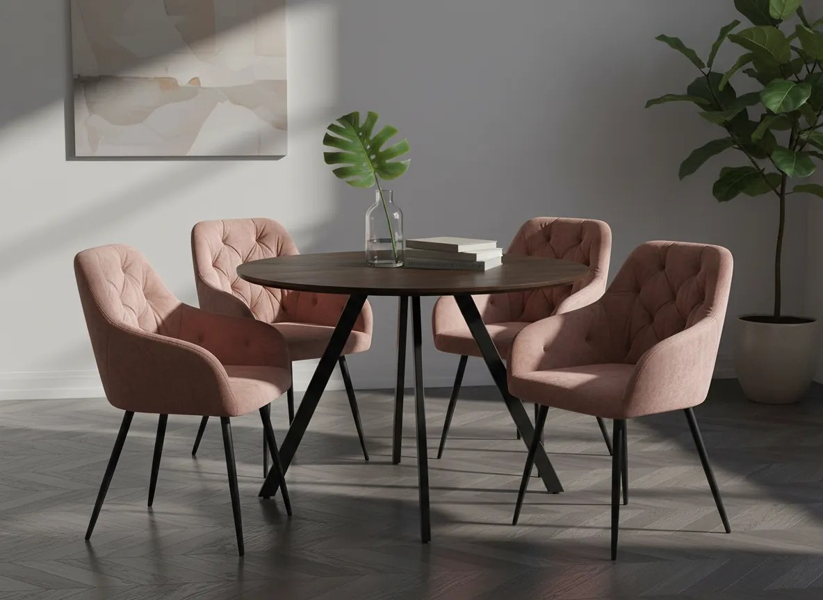 Noela Jedálenský set GYRUS 120 hnedý + 4x stolička SIENA ružová
