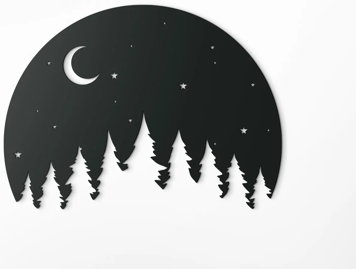 drevko Drevená nálepka Noc v lese Rozmer obrazu: 32,5 x 44,5 cm, Farba dekorácie: Čierna