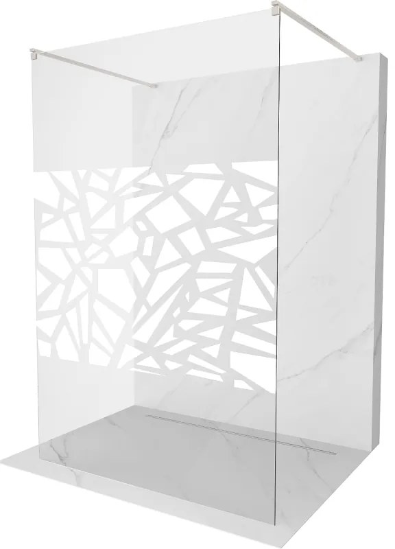 Mexen Kioto, sprchová zástena Walk-In 130 x 200 cm, 8mm číre sklo biely vzor, brúsená oceľ profil, 800-130-002-97-85