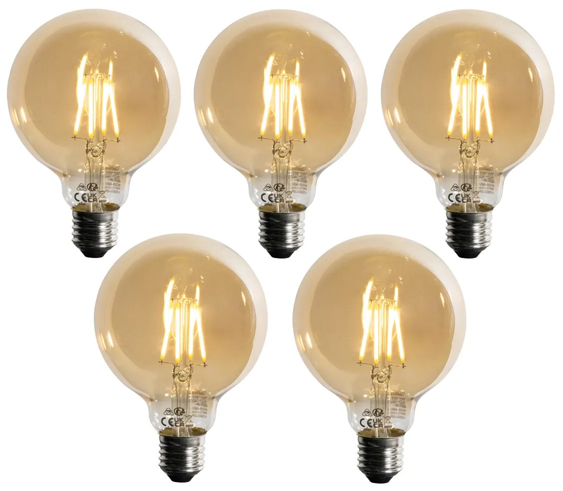 Sada 5 ks Stmievateľná LED žiarovka E27 G95 5W 450lm 2700K