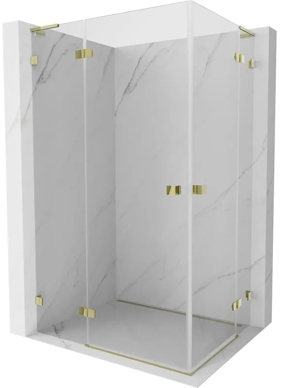 Mexen Lunar, L Duo výklopný sprchový kút 75 x 70 cm, 8mm číre sklo, zlatý profil, 834L-075L-070P-50-00