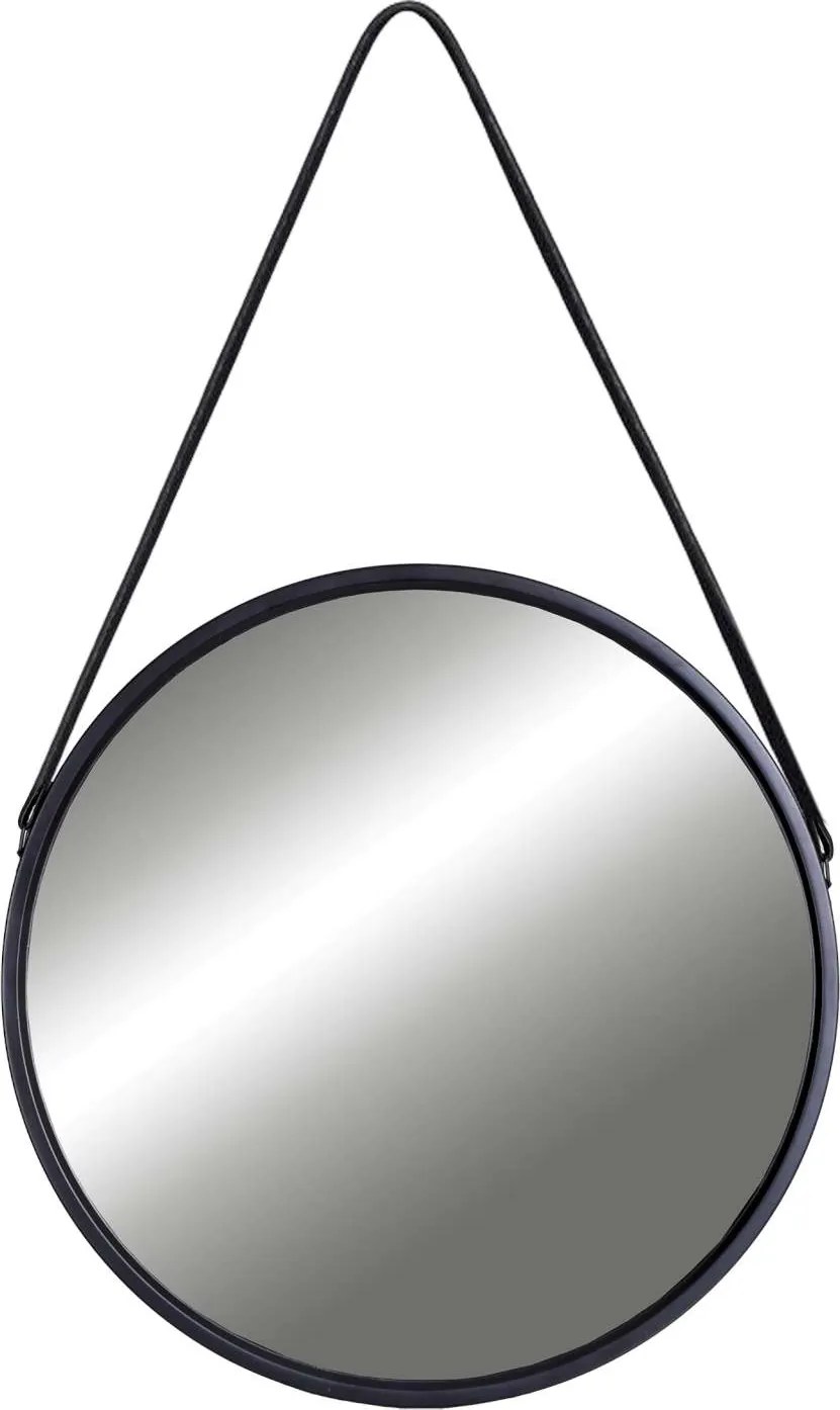 Čierne závesné okrúhle zrkadlo MIRAGE 50 cm