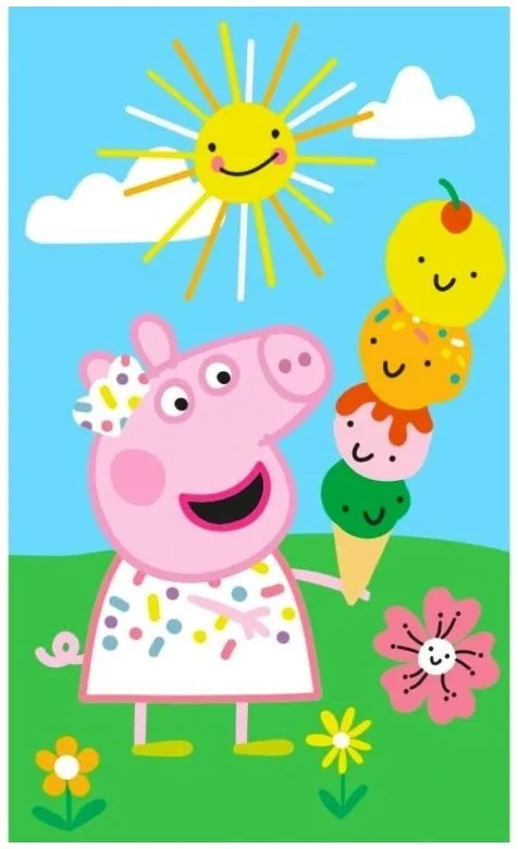 Detský uterák Prasiatko Peppa - motív Zmrzlinová pyramída - 100% bavlna - 30 x 50 cm
