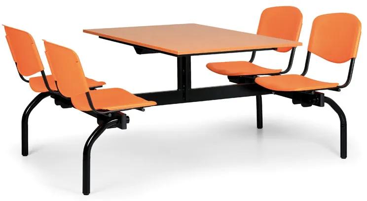 Euroseat Jedálenský set 1930 x 1200 - oranžové sedadlá, doska čerešňa