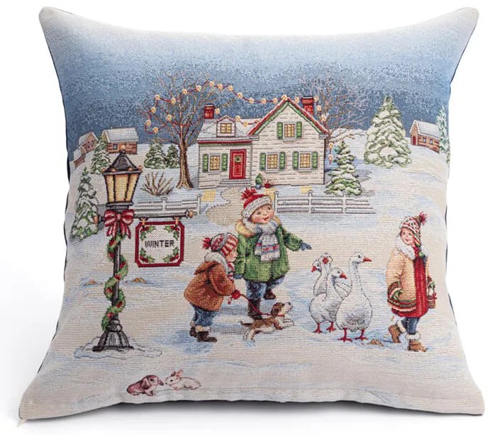 Gobelínová obliečka na vankúš BIELE VIANOCE 45 x 45 cm