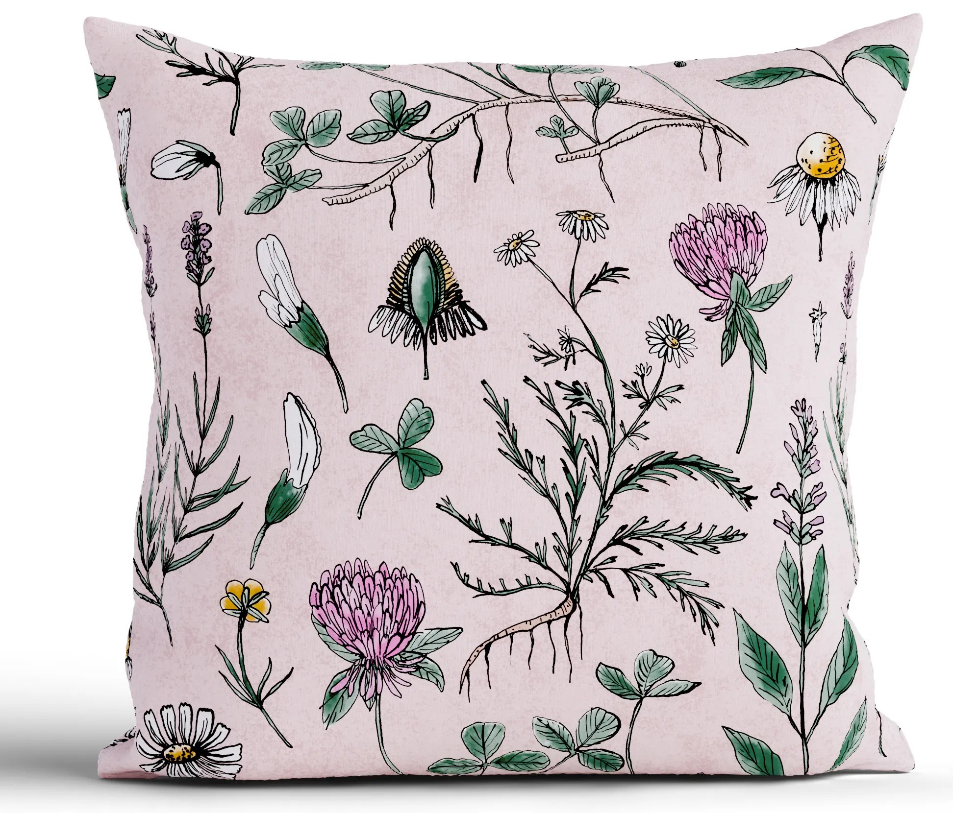 Bavlnená obliečka na vankúš Renforcé 40 × 40 cm - Herbár púdrový