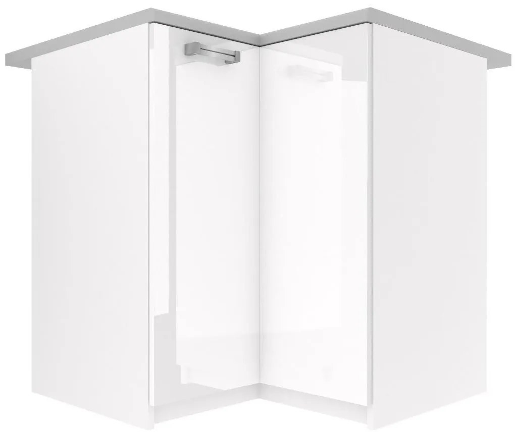 Kuchynská skrinka Belini spodná rohová 90 cm biely lesk s pracovnou doskou INF SNP90/1/WT/W/0/D