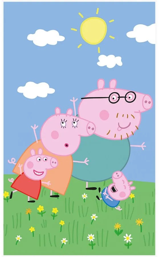 Detský uterák Prasiatko Peppa - motív Rodinka - 100% bavlna - 30 x 50 cm