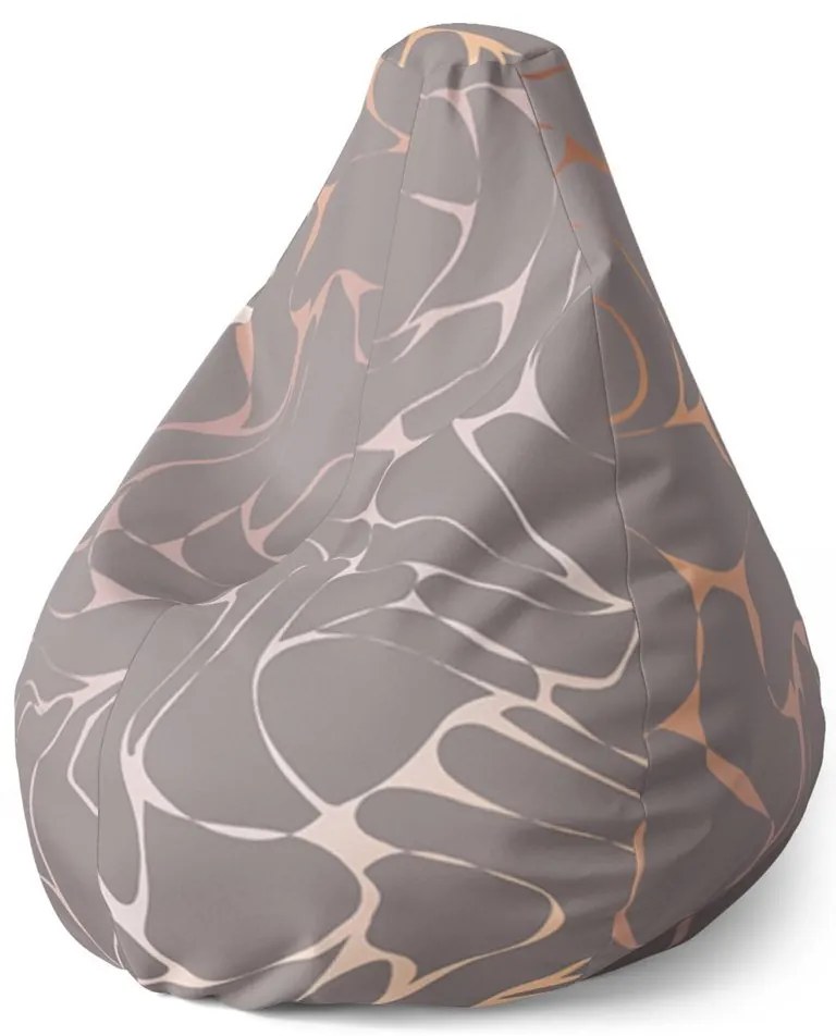 Sedací vak Pear béžové vzory - detský, sivá