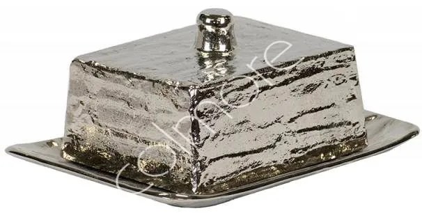 Strieborná kovová máslenka Crushed - 20 * 13 * 9 cm