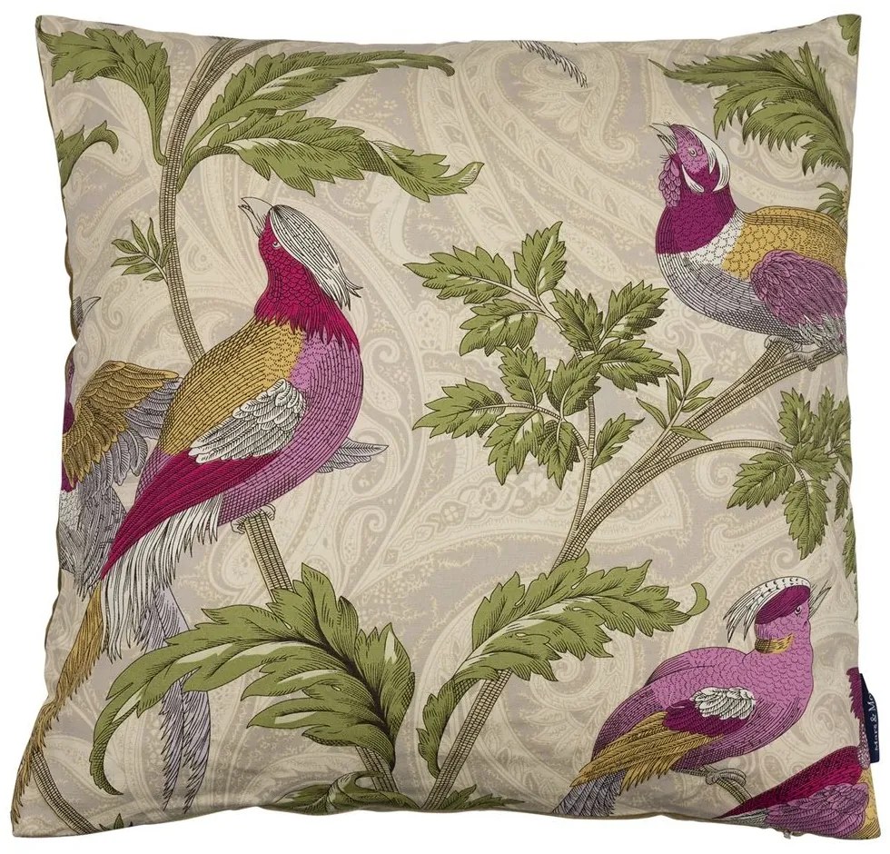 Béžový štvorcový vankúš s vtáčikmi Paisley bird white - 45*45*10cm