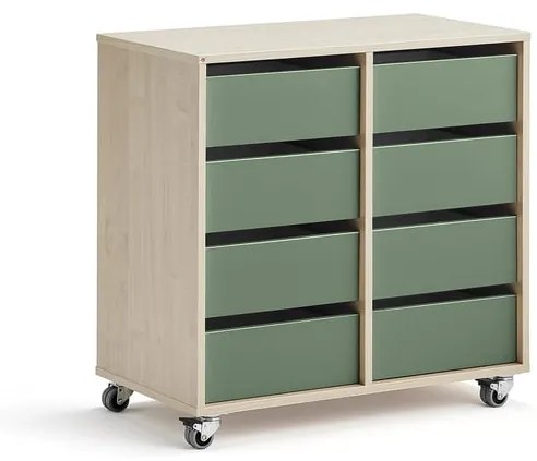 Úložná skriňa CASPER, 8 zásuviek, breza, tmavozelená