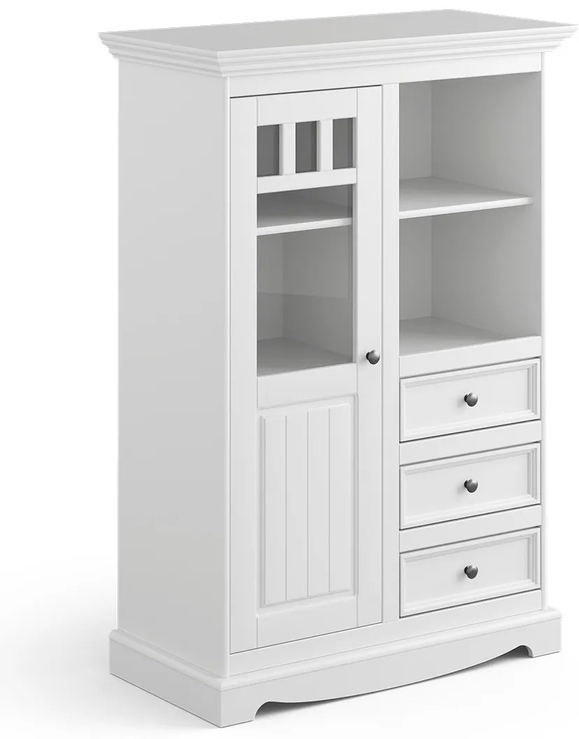 PROXIMA.store - Rustikálna masívna vitrína 1s.3 - BELLUNO ELEGANTE FARBA: biela