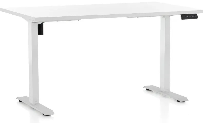 Výškovo nastaviteľný stôl OfficeTech B, 120 x 80 cm, biela podnož, biela