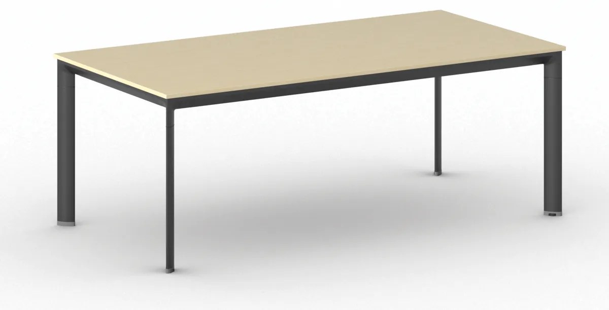 Rokovací kancelársky stôl PRIMO INVITATION, 200x100 cm, čierna podnož, breza