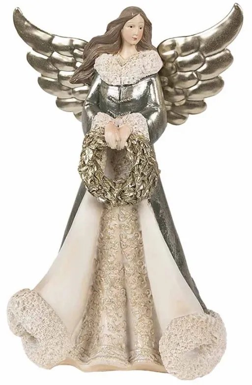 Dekorácia socha Anjel s vencom - 15*10*24 cm