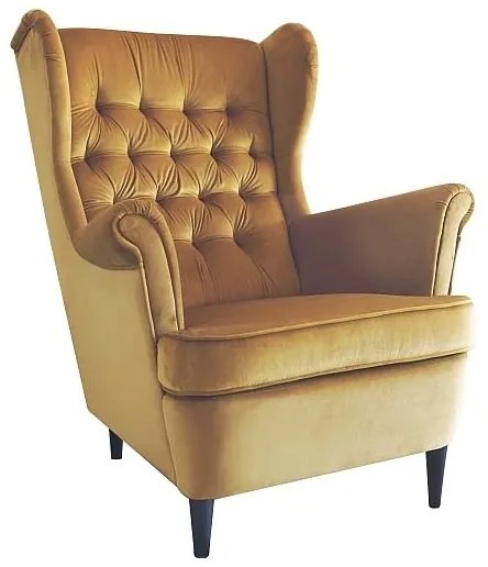 Kreslo Herry Velvet, žltá / čierna