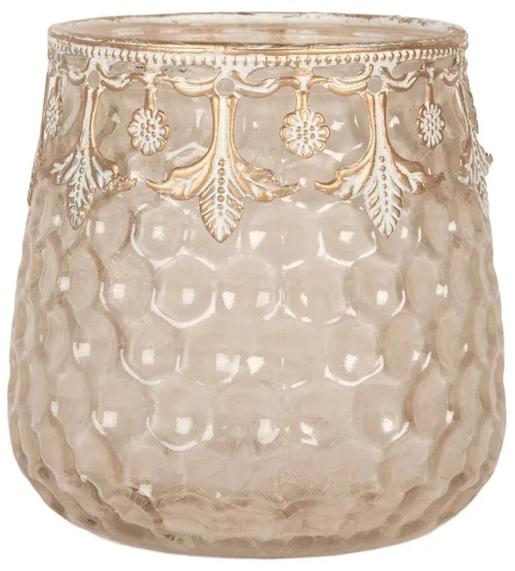 Ružový sklenený svietnik na čajovú sviečku - Ø 10*10 cm