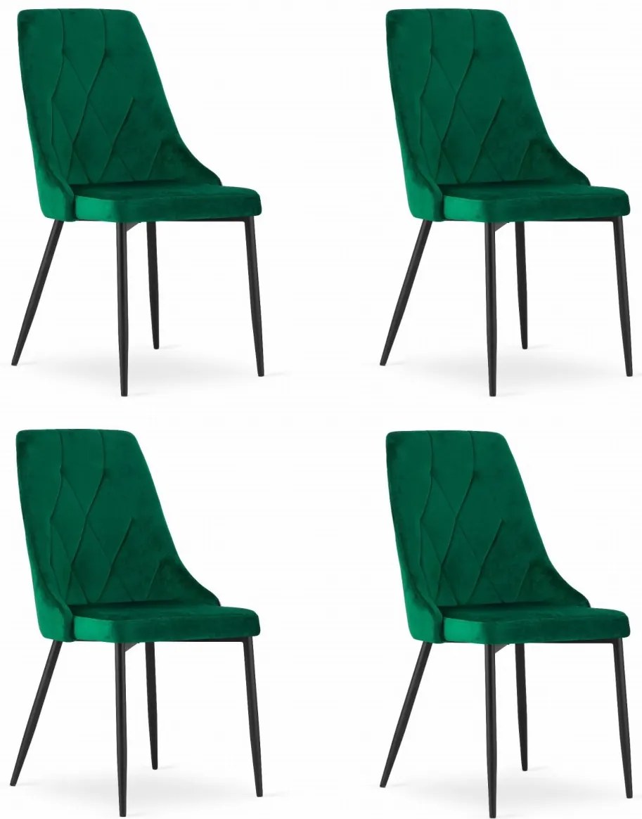Set 4 stoličiek IMOLA - tmavozelený zamat / čierne nohy